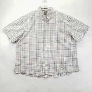 Enro Shirt Mens 2XB White Black Plaid 100% Cotton Non-Iron Classic Button-Down